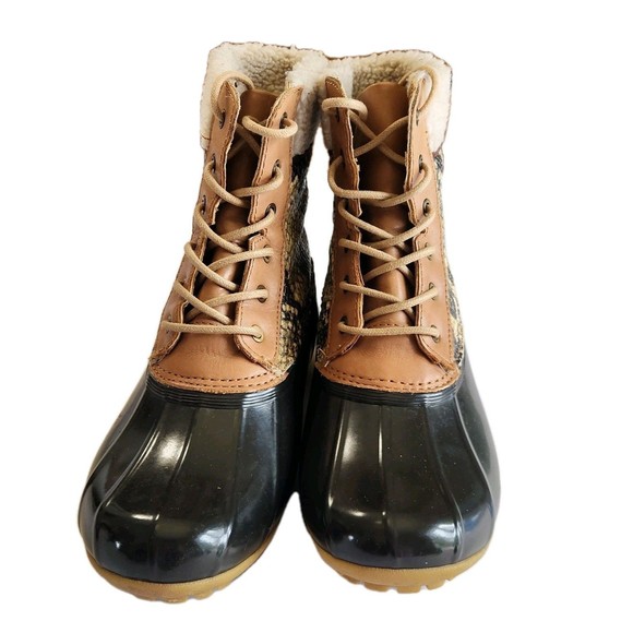 Sam Edelman Caldwell NWT Women's Size 7 Natural Snake Print Leather Duck Boots - Picture 4 of 7